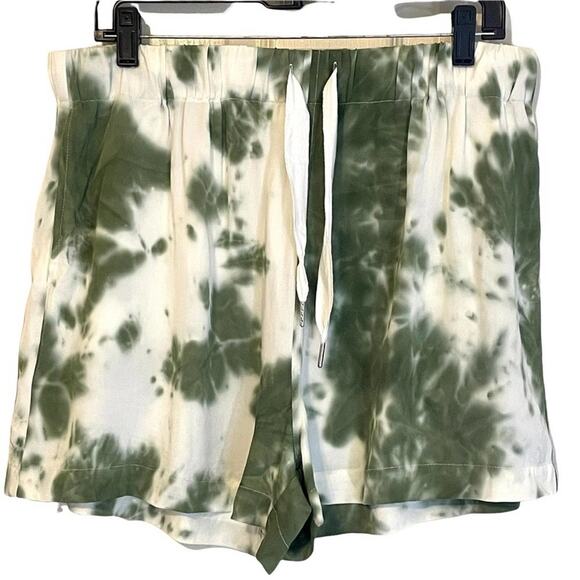 Elodie Tie Dye Rayon Green White High Rise Shorts Size XL - Picture 5 of 8